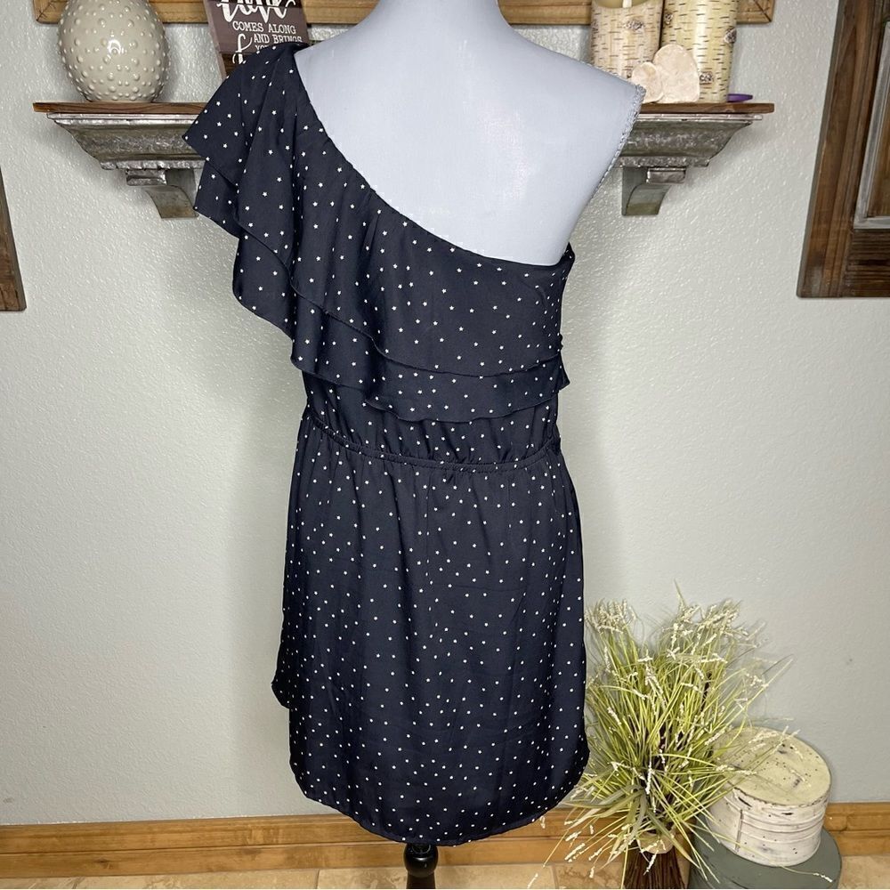 Vintage Y2K Indulge Midnight Blue Star Ruffle Single Shoulder Dress Size Medium - Picture 3 of 12